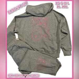New VICTORIAS SECRET PINK BLING HOODIE & PANTS BEAUTIFUL XS-XXL